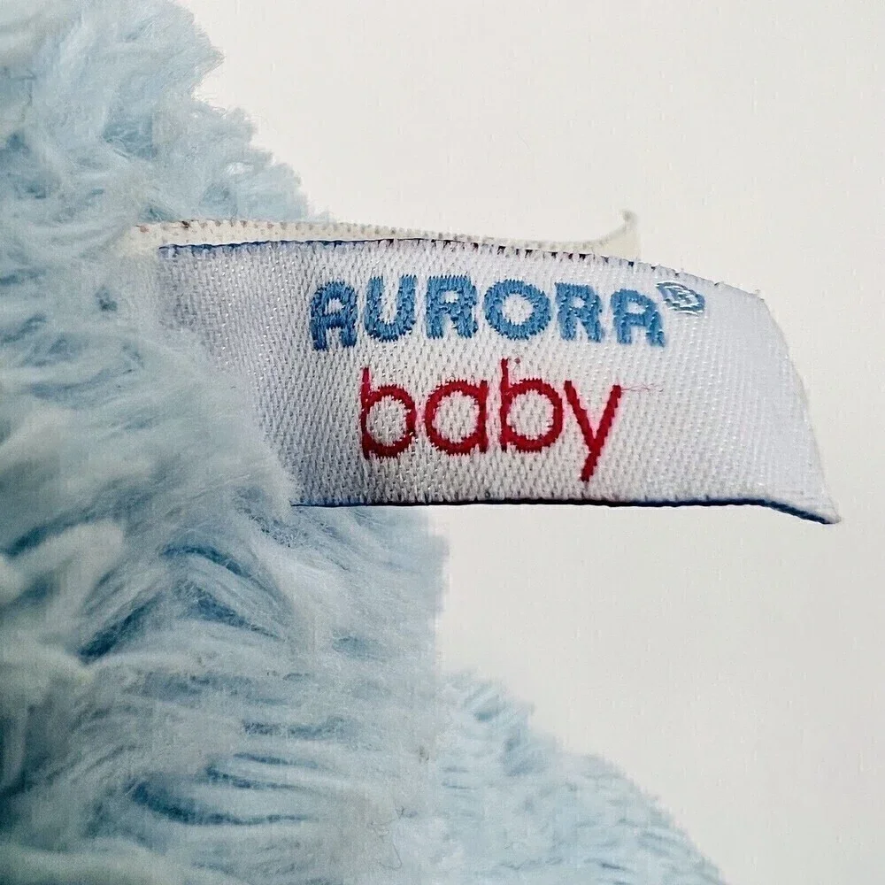 Aurora Baby Light Blue Polar Bear Plush Shaggy Floppy Ribbed Feet Stuffed Animal
